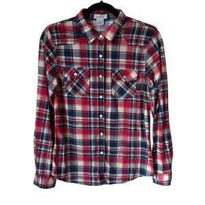 Passports women’s plaid button up with pearl snaps size medium lightweight
